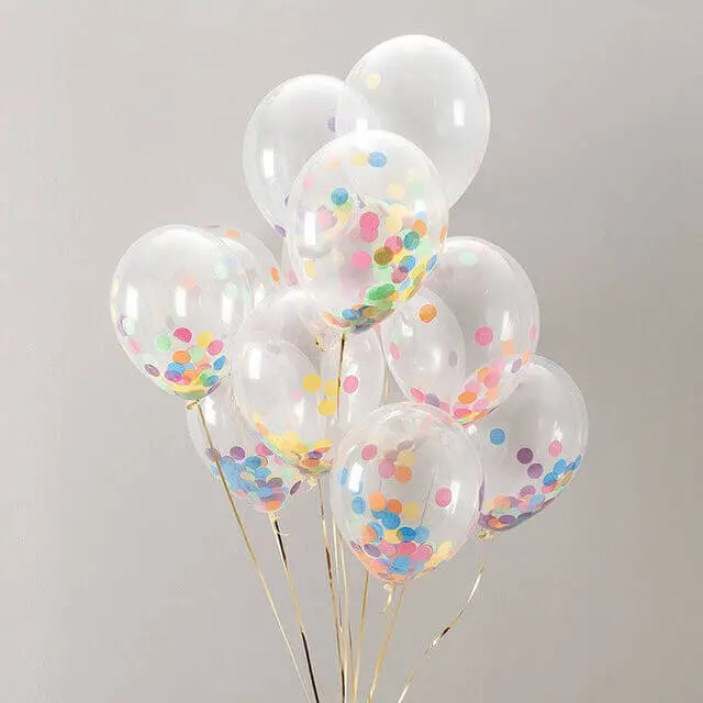 a wide range of colorful confetti balloons, including yellow, red, pink, blue, dark blue, purple, green, and rose, as well as clear confetti balloons and multi-color bouquet for decoration. These balloons are perfect for brightening up any event or celebration in Staten Island.