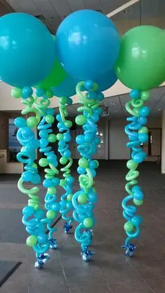 Celebrate your anniversary in style with Balloons Lane's delivery of blue and green big round balloons in Staten Island.
