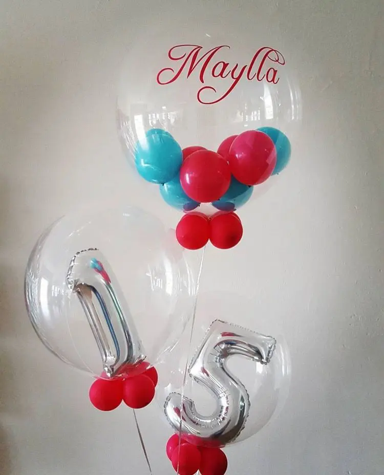 Silver Red and Blue latex balloons silver number balloons in clear Number balloons With number 15 in Silver for Birthday Party