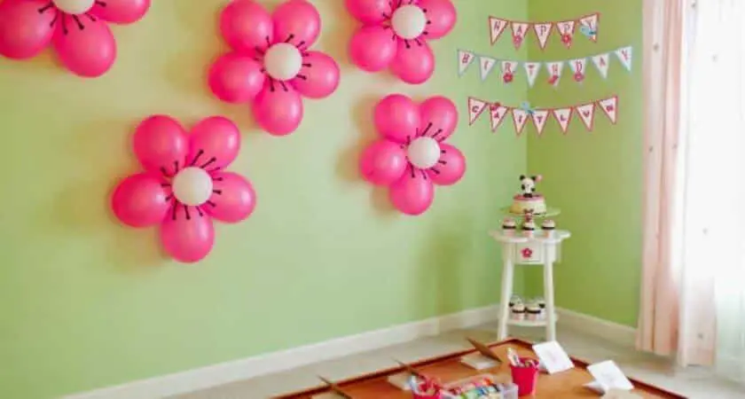 girl birthday balloons pink white balloon decoration