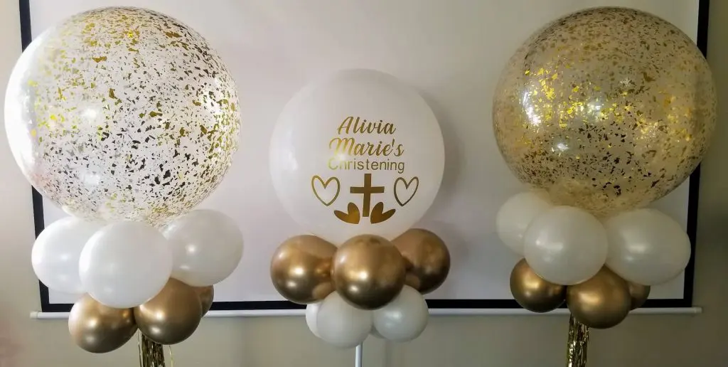 PARTY GLITERS Solid Large Confetti Filled Latex Transparent white and Gold Balloon
