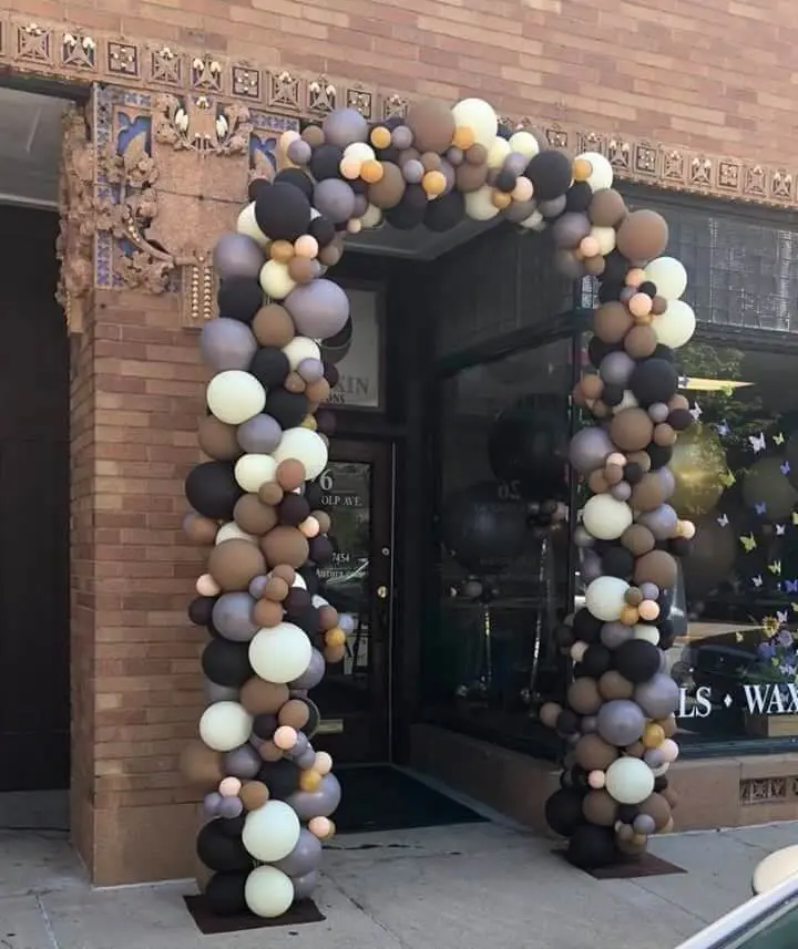 Balloons Lane in NJ Presents Black Brown Gold Pink Sliver Orange Ivory balloons garland arch