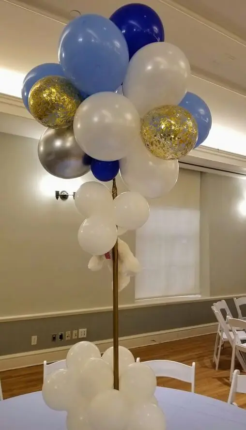 Silver Blush Gold Navy balloons baby first birthday confetti balloons Column