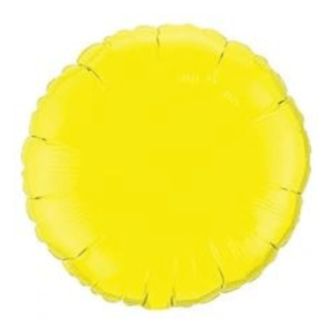Yellow latex balloons with a round circle foil mylar balloon in the center, creating a playful and eye-catching display."