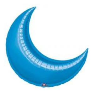 A blue crescent moon balloon column for event decorations.