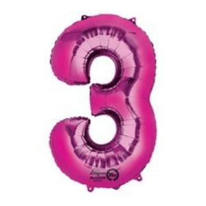 Shine bright with our Pink Number 3 foil balloon.