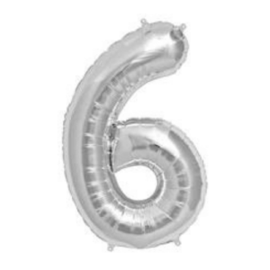 Silver latex number balloon with metallic finish