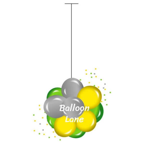 Air balloons Cluster (Topiary)by Balloons Lane made of yellow, green, and grey balloon.Perfect for birthdays, weddings, or any other special occasion, these balloons are sure to impress your guests and create a festive atmosphere.